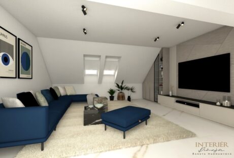 návrh- elegantná podkrovná obývačka